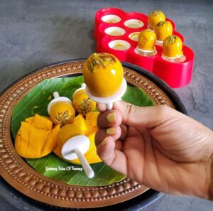 Mango Kulfi Recipe (no cream no refined sugar) just out of the pop mold