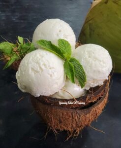 4 Ingredient Tender coconut ice cream (Naturals style) served in a coconut shell