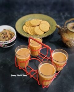 Masala chai recipe | Indian Milk Tea Recipe served with biscuits 