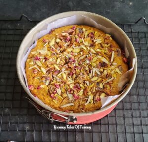 Top view of Baked and ready to be served Mawa Cake Recipe (Eggless) | Parsi Mava Cake