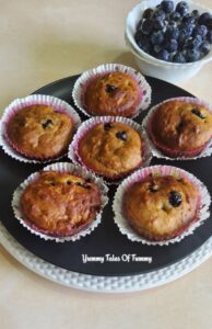Air fryer vegan Banana blueberry muffins ready to serve 