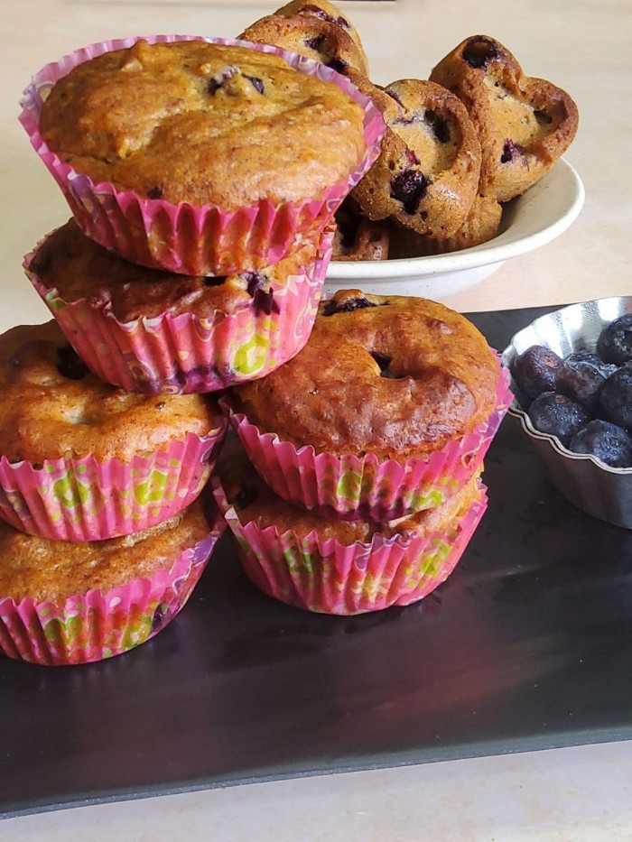 Air Fryer Vegan Banana Blueberry Muffins