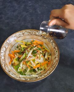 Guava raw mango Salad (Thai style) served with dressing poured over
