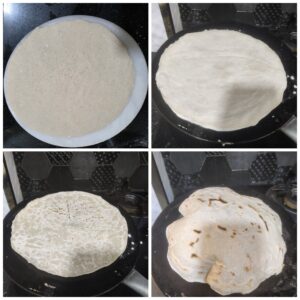 Collage showing How to make Jowar Roti (Sorghum flour flatbread) 