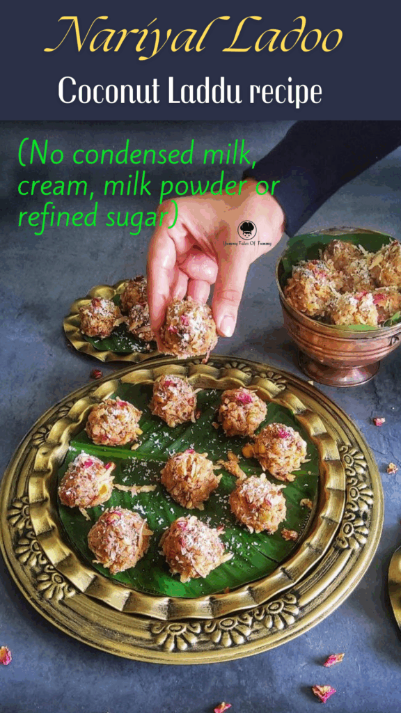 Nariyal Ladoo Recipe (Coconut Laddu) pin 1