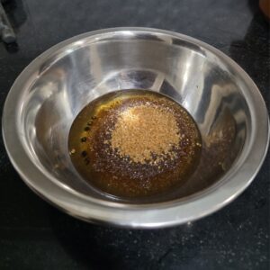Mixture of brown sugar, oil and vanilla essence
