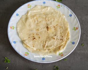 Soft Chawal ki Roti | Rice Flour Roti (Flatbread) placed on white plate
