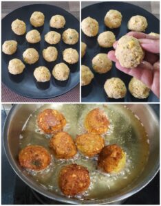 Chickpea balls ready and fried
