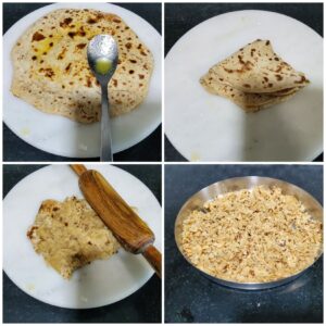 Collage showing prep pics to make Sindhi Kutti | Bhori | Bhorat