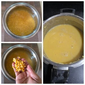 Soaked and pressure cooked dal