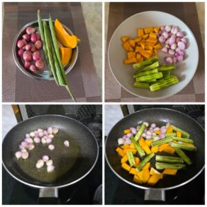Vegetables used to make Sambar Recipe ( Homestyle in Pressure Cooker)