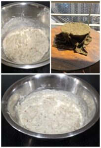 Collage showing dough proofing for making No knead mini focaccia bread