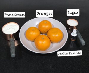 4 ingredients used to make Orange Posset Recipe (No bake)