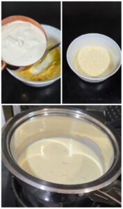 Collage showing prep pics to make orange posset (no bake)