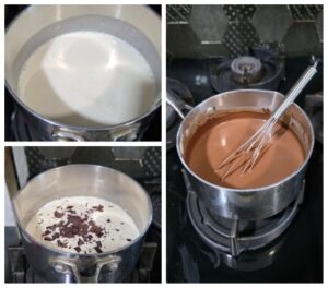 Collage showing making of Fondue sauce