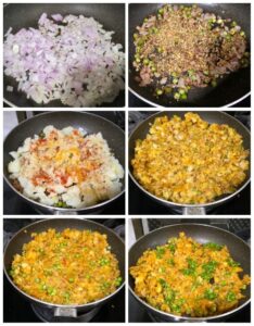 Collage showing prep pics of Puff pastry Samosa Recipe (Air fryer method) 