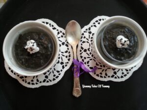 Vegan Black Sesame Pudding top view shot