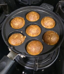 Sweet appa flipped upside down to cook