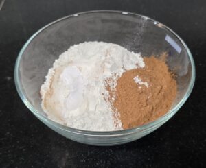 Dry ingredients to make brownies