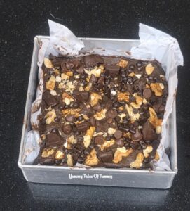Air fryer Sweet potato Brownies (Vegan) in a pan ready to be baked