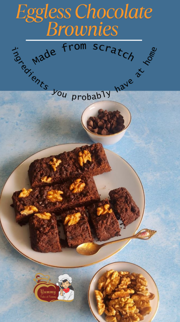 Eggless Chocolate Brownies Recipe Pin 1