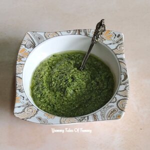 Basil Pesto Sauce Recipe served in a bowl
