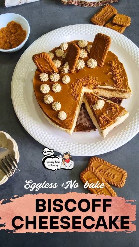 No Bake Biscoff cheesecake (Eggless) pin 1