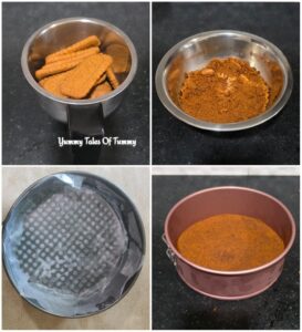 Collage showing prep pics to make cheesecake base