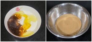 Wet Ingredients mix for making eggless marble loaf cake 