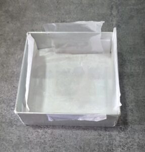 Cake tin lined with parchment paper
