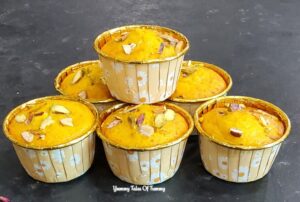 Baked Mawa Kesar Pista Muffins (Eggless) | Eggless Mawa muffins