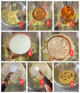 Prep pics to make Air fryer Banana Oats Cake (eggless)