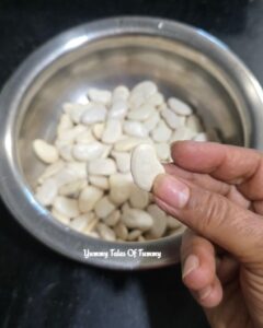 Raw and dry butter beans in a bowl