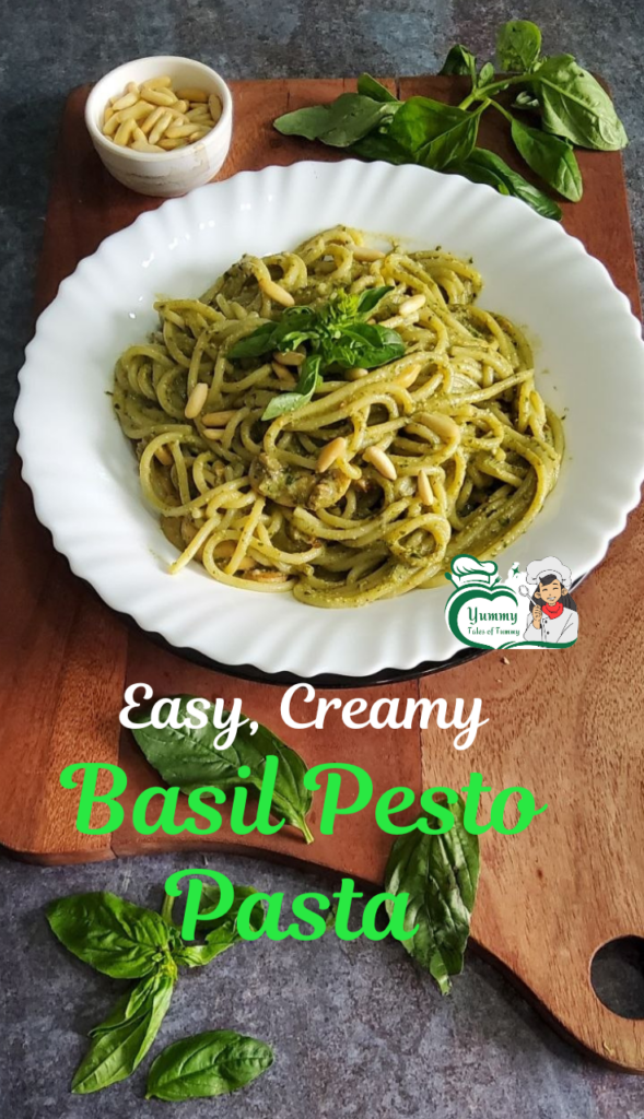 Easy Basil Pesto Pasta Recipe Pin 1