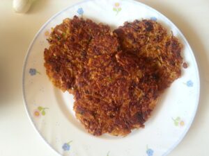 Shallow fried rosti ready to be served