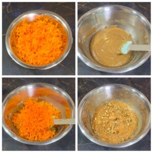 Prep collage to make best carrot cake recipe (vegan)