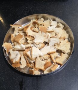 Bread cut into pieces